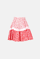 Alexander McQueen Floral Fırfırlı Mini Etek Kirmizi - 38